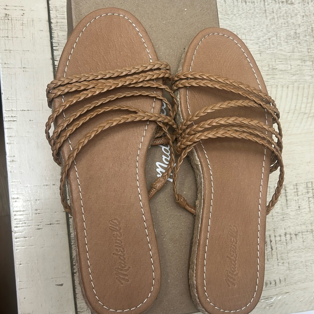 Madewell strappy espadrille sandals new in box braided leather